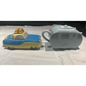 Vintage MCM Fitz & Floyd OCI American Roadside Camper & Car Creamer & Sugar Bowl